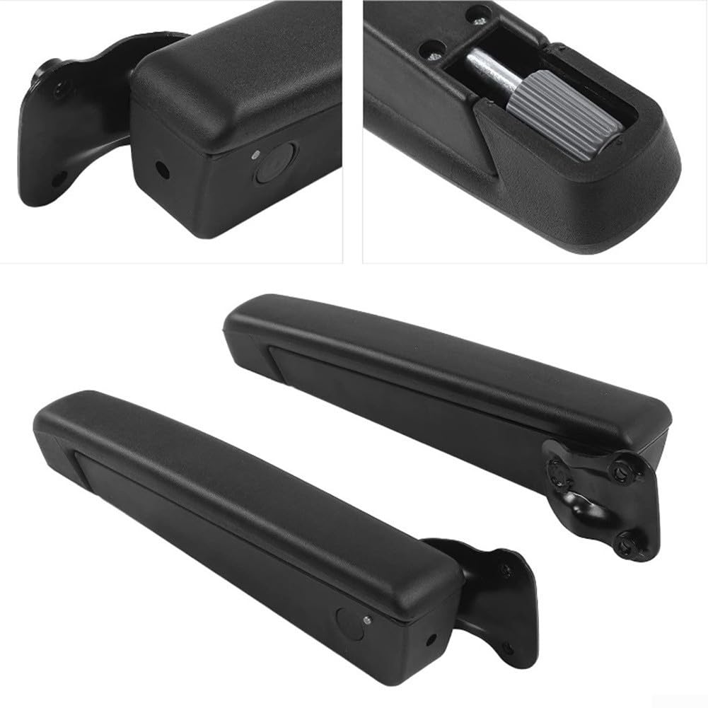 Par de reposabrazos ajustables para asiento de coche, resistente a los golpes, soporte ergonómico para camiones, automóviles, piezas de consola interior, color negro, ángulo de 0 a 120 grados