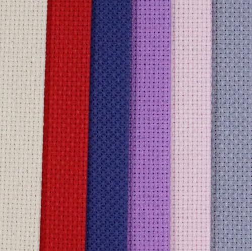 Image of KCS 6 pc of 12 inch x 18 inch (30cmx45cm) 16 Count Cotton Aida Cloth Cross Stitch Fabric (16CT-J)