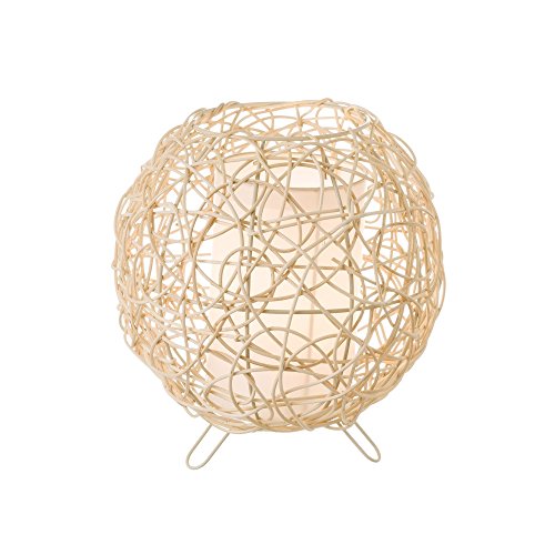 Lola Home - Lámpara de Mesa de Rattan Natural Beige étnico para Dormitorio France