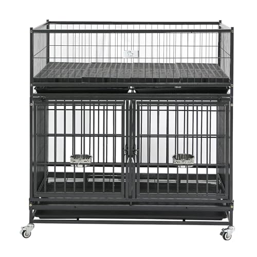 Homey Pet 43 Inch Metal Wire Dog Whelping Box for Puppies + Stack...