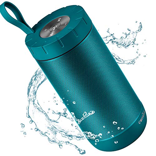 COMISO Bluetooth Speaker Waterproof IPX7 (Upgrade), 25W Wireless Portable Speaker 5.0 Loud Stereo Sound, 360 Surround Sound, 36 Hours Playtime, 100ft Bluetooth Range Outdoor Speaker (Turquoise)