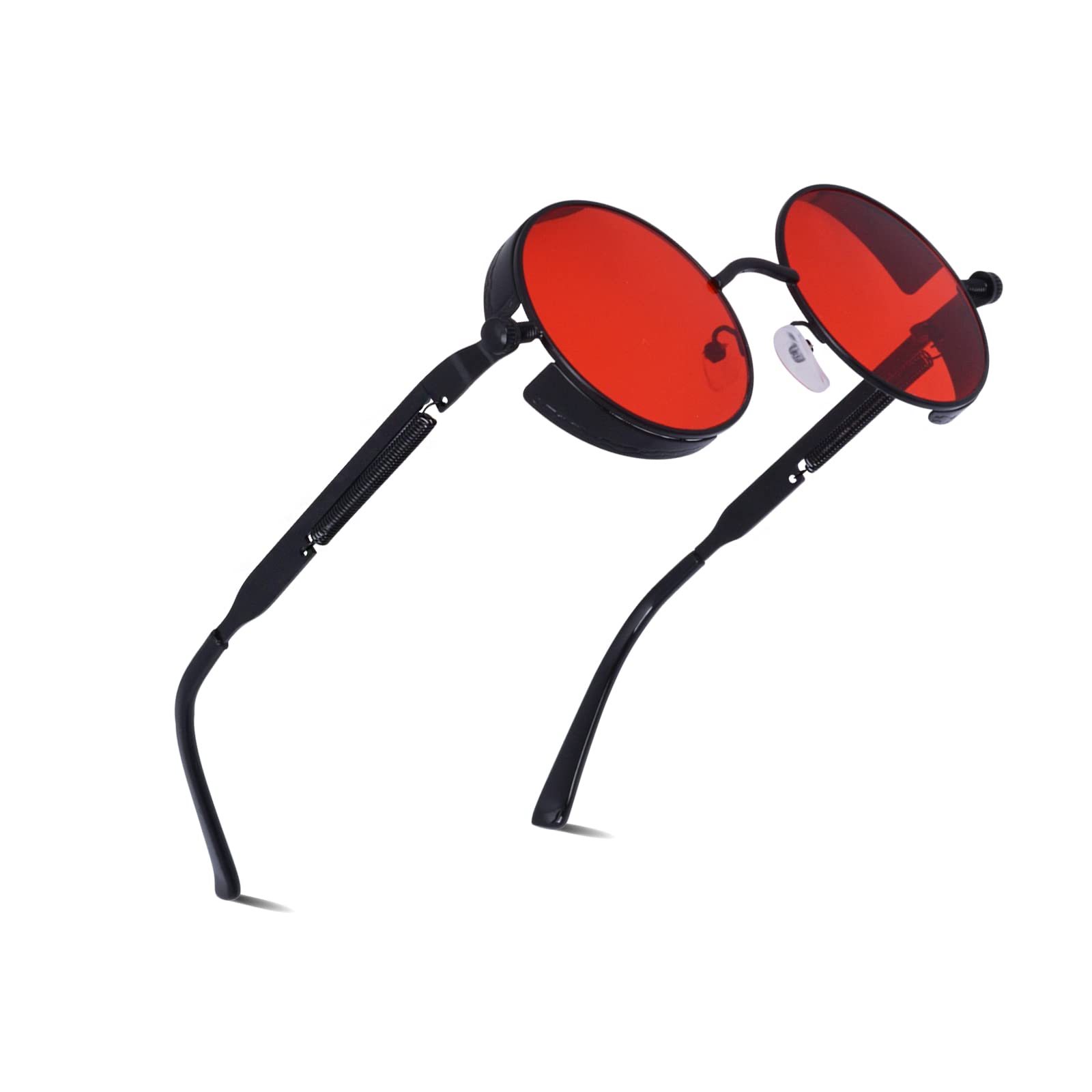 besbomigRetro Circle Sunglasses Steampunk Style Eyewear - Vintage UV400 Protection Round Lens Metal Frame for Men Women Unisex