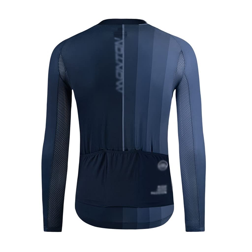Męska odzież kolarska Jezyka jazda na rowerze Męska koszulka wyścigowa Oddychająca z długim rękawem MTB odzież rowerowa Koszula rowerowa, Gradient Stripes Design Męskie koszulki kolarskie(Blauw,M)