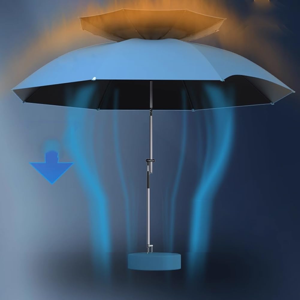 Składany Parasol Podróżny z Kotwicą, 220/240 cm Duży Wiatroodporny Parasol Kempingowy, Przenośny Parasol Wędkarski Ochrona UV 50+