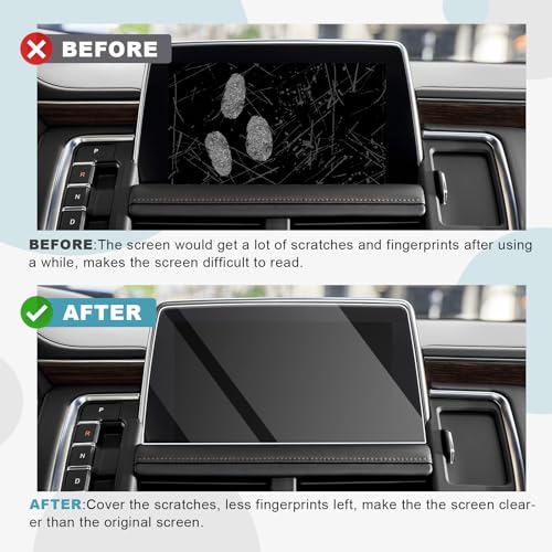 Image of CDEFG Glass Screen Protector for 2021 2022 2023 2024 Tahoe Suburban Yukon 10.2 Inch: Car Navigation Display Touch Screen Protector for 2021 2022 2023 2024 Tahoe Suburban Yukon Tempered Glass HD Anti