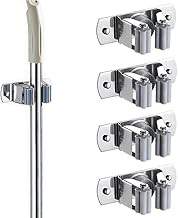 Swaze Wall Mounted Broom and Mop Holder – Heavy Duty Broom Hanger with Screws – Gas Lighter Holder for Kitchen, Mop Stand Holder for Home, Kitchen, Bathroom, and Garage (1 Slot)