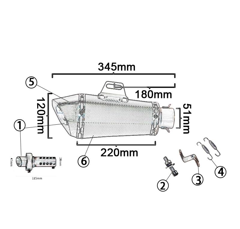 Marmitta Moto Per DUKE 125 250 390 Per ADV 2020 2021 Scarico Moto Silenziatore Tubo Collegamento Centrale Moto Modifica Tubo centrale scarico(Color:1)