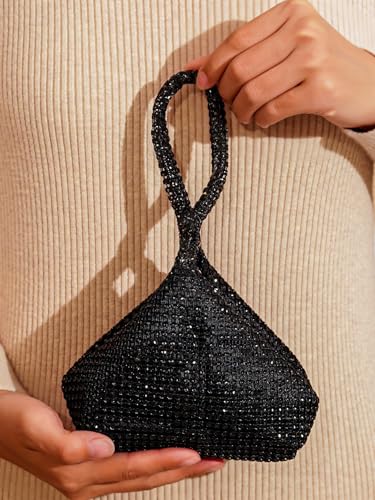 SweatyRocks Women's Shiny Mini Rhinestone Bag Top Handle Casual Business Party Portable Slot Small Wallet4