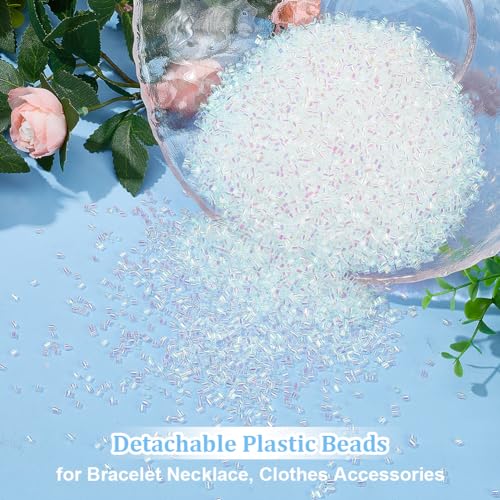 OLYCRAFT 60g White Iridescent Crispy Bingsu Beads 3mm Straw Tube Beads Glitter Plastic Beaded Assortment Lightweight Bingsu Bead for Crunchy DIY Craft Supplies - Image 4
