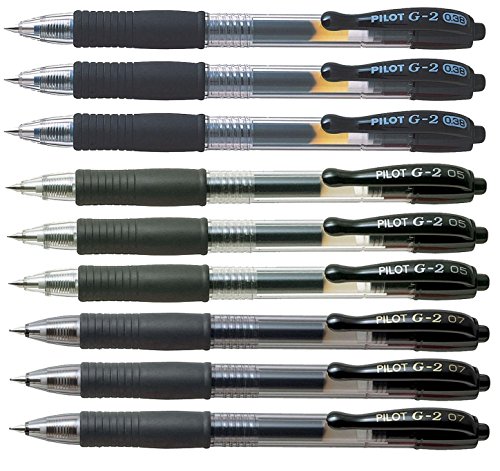 Bolígrafos Pilot G2 Retráctiles de Gel Negro x9 miniatura 1