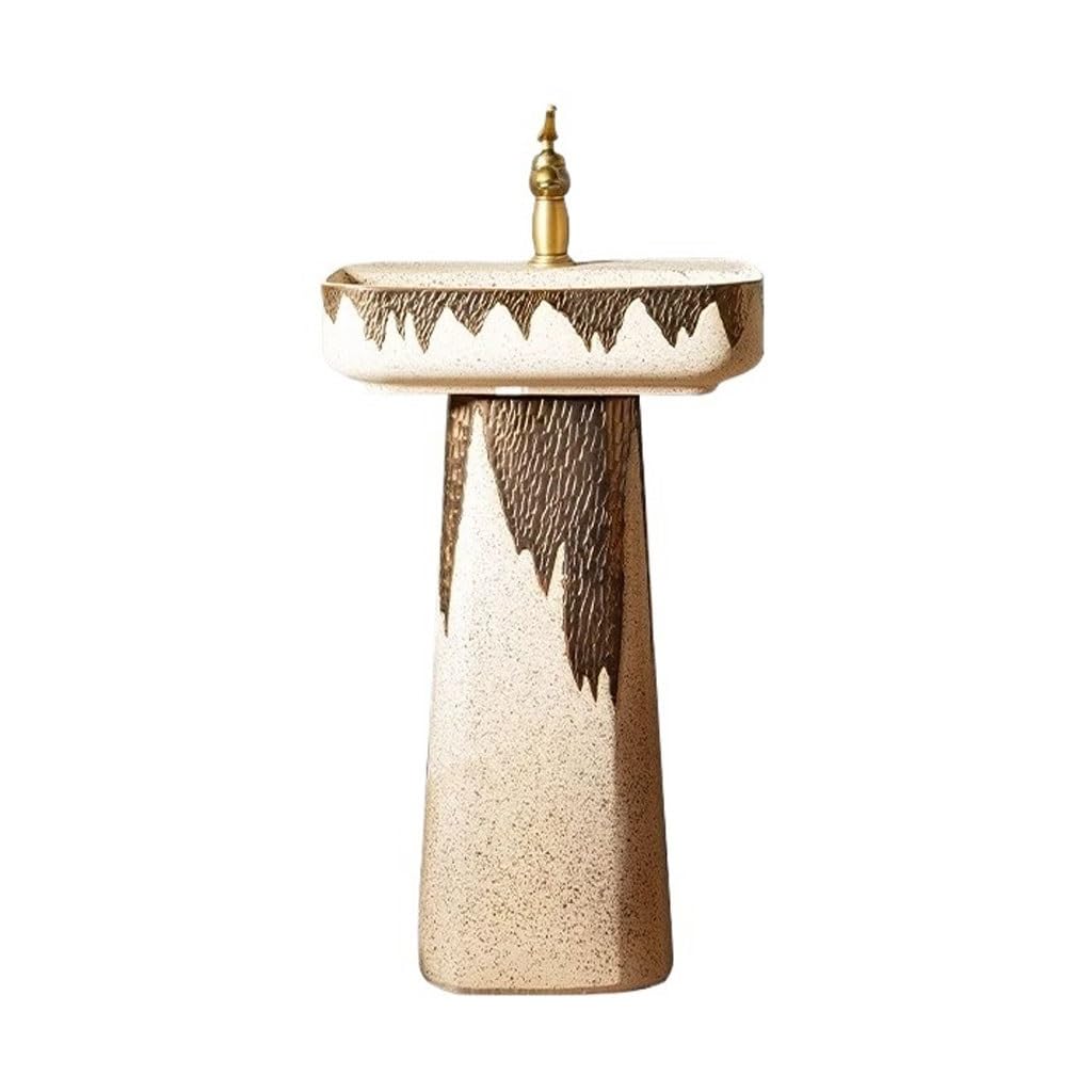 AYCDL Pedestal Sink Retro Column Wash Basin Outdoor Art Floor-Standing Wash Basin Courtyard Ceramic Wash Basin Bathroom Pedestal Sink