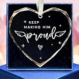 Memorial Gifts for Men - In Memory of Loved One Gifts - Bereavement, Remembrance Gift Ideas - Keep Making Him Proud Ornament - Memory Gift Ideas for Loss of Dad Father Husband Brother - Glass Ornament