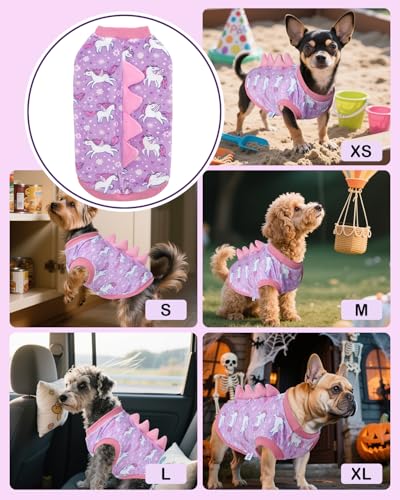 Image of CuteBone Dinosaur Costume Dog Shirt, Stretchy Velvet T-Shirt Clothes for Small Dogs, Soft & Breathable Pet Tee Outfit Cat Apparel for Daily Wear, Cozy Pullover Design Puppy Fashion COSBX07L