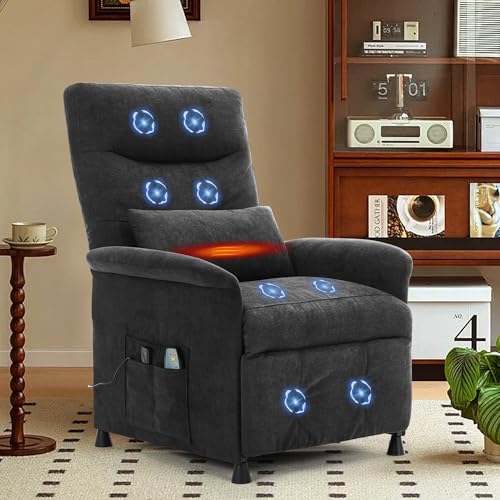 Sillón reclinable con masaje peluche negro