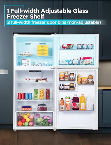 Image of BLACK+DECKER 20.1 Cu. Ft. Top Mount Refrigerator with Freezer, 2 Door Refrigerator with Top Freezer and Adjustable Temperature Control, Full Size Kitchen Refrigerator, BR2010JW, White