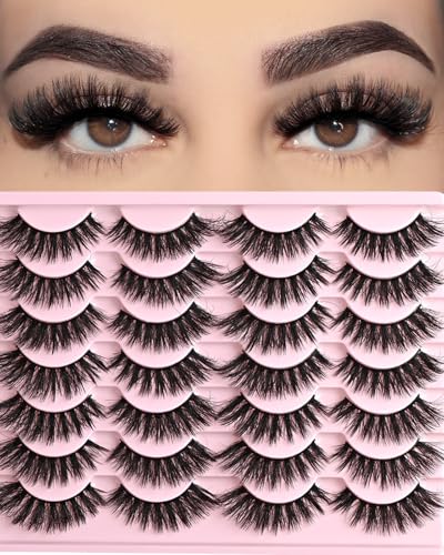 FARRED Natural Lashes Short Eyelashes Wispy False Mink Lash Pack 14 Pair Natural Look Fluffy Cat Eye Strip Eyelash Small Fake Lashes Full Pestañas Sets for MUA and Beginners Daily Makeup (F1 | 8-14mm)