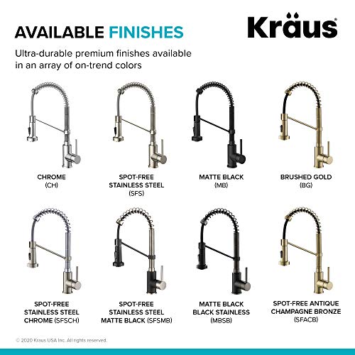 Kraus KPF-1610SFACB Bolden Commercial Style 2-Function Single Handle Pull Down Kitchen Faucet In Spot-Free Antique Champagne Bronze thumb #10