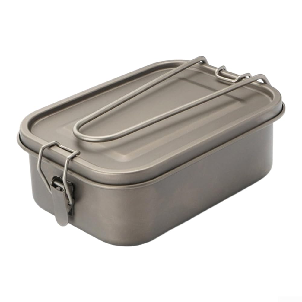 Leichte 700 ml Titan-Lunchbox für Reisen, Camping, Picknick, Outdoor-Aktivitäten, auslaufsichere Dichtung, faltbarer Griff, Titan-Konstruktion