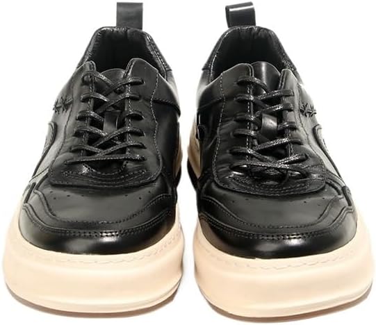 Men's Casual Sneakers Casual Leather Shoes Thick-Soled Comfortable Shoes Round Toe Non-Slip Rubber Soft Sole Lace-ups Breathable Durability Driving Shoes(D,10)
