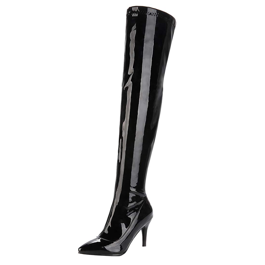 Damen Overknee Stiefel High Heels Stiletto Boots mit Reißverschluss 9cm Absatz Schuhe