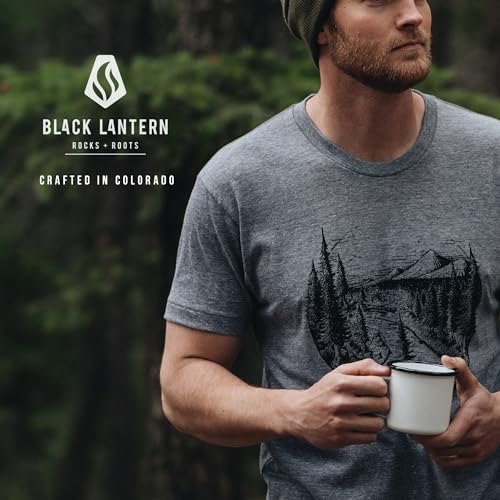 Black Lantern Men’s Retro Mountain Tee – Bold Nature Graphic on Soft Black Shirt Outdoors-Inspired Style3