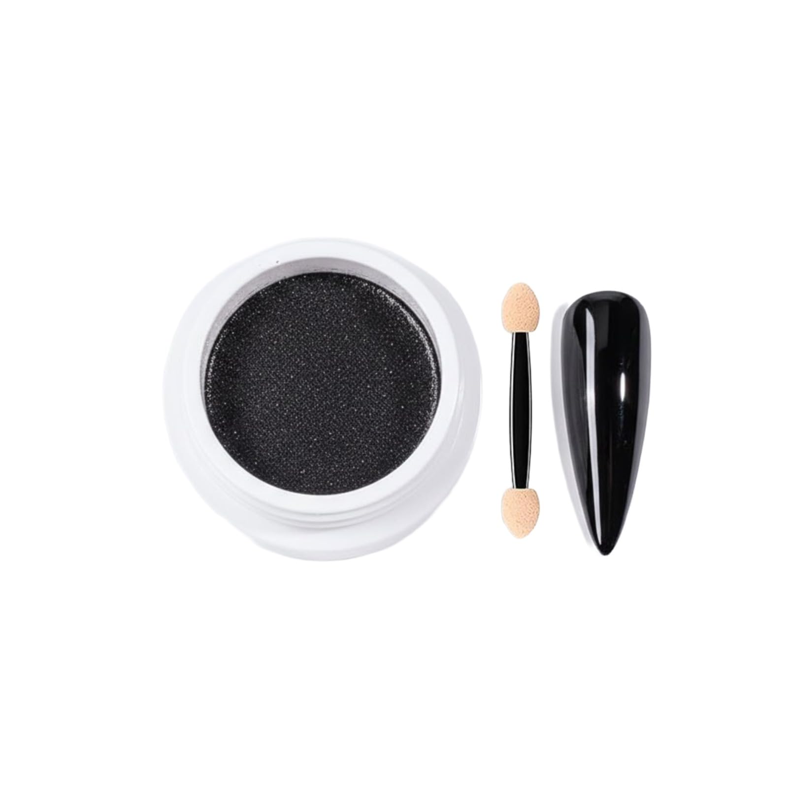 Molly Minx Black Chrome Magnetic Nail Powder Set | Mirror Effect Nail Art Pigment with Dual Sponge Applicator | DIY Nail Art Accessory with Metallic Pigments - Black-image-39
