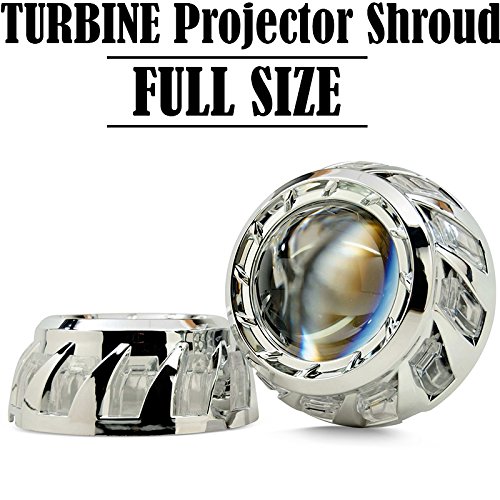 2x Turbine Shrouds Full Size Chrome HID LED Retrofit Shroud for 3 Projector …