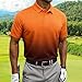 Men's Gradient Work Polo Tshirts Short Sleeve Business T-Shirts Button Up Loose Summer Fashion Blouses Tops Orange