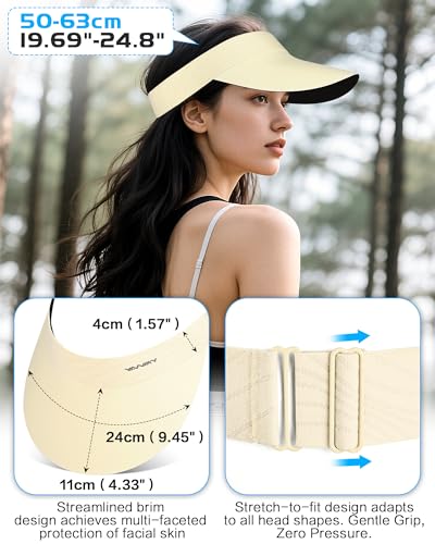 Image of YANIKY Sun Visor Hats for Women /Men Sun Protection UPF 50+ Lightweight Sport Hats Adjustable Empty Top Cap Ponytail Cap