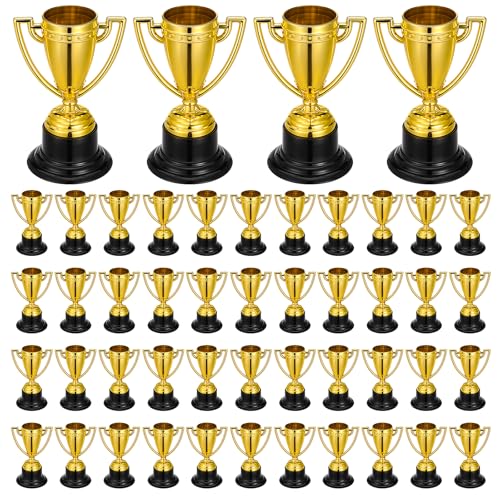 HOFURME 48 Pcs Mini Trophies for Awards, Gold Mini Trophies, Gold Trophy Award, Plastic Trophies Trophy Cups Award Trophies for Party Favors, Props, Rewards, Winning Prizes