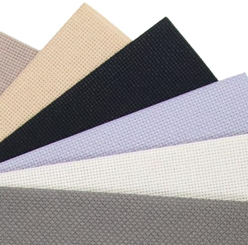 Image of KCS 6 pc of 12 inch x 18 inch (30cmx45cm) Counted Cotton Aida Cloth Cross Stitch Fabric (16CT-K)