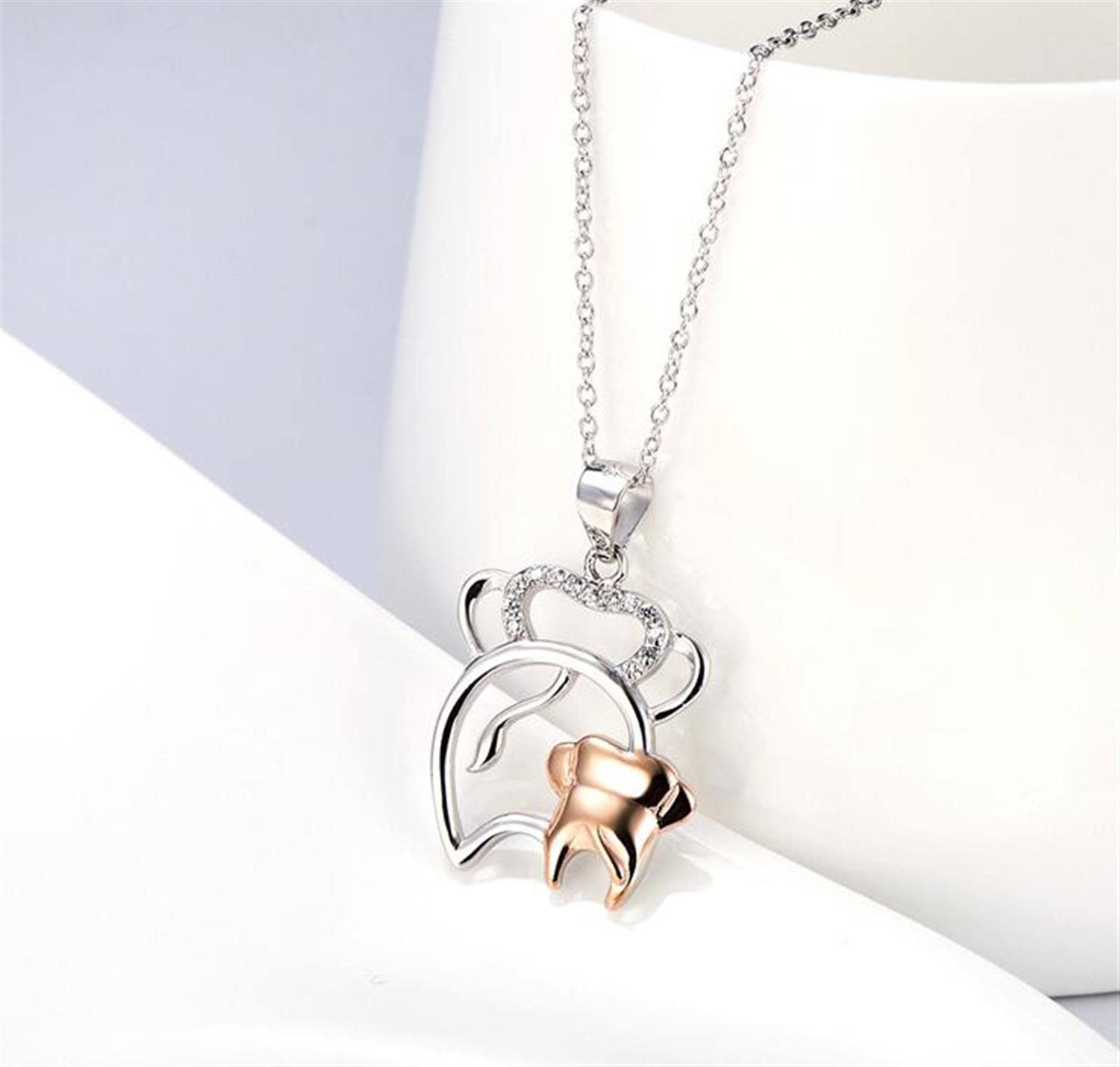 hixswnu Collana Catena Ciondolo Catena 925 Argento Animale Madre e Bambino Ciondolo Oro Rosa Grande Regalo per Donne e Madri