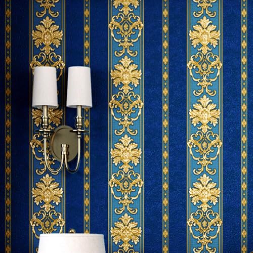 Image of FOKRIM Royal Blue Wallpaper for Walls Sticker 45x300cm 14-sqft - Peel and Stick Removable Self Adhesive Waterproof Wall Paper for Home Kids Room Play Room