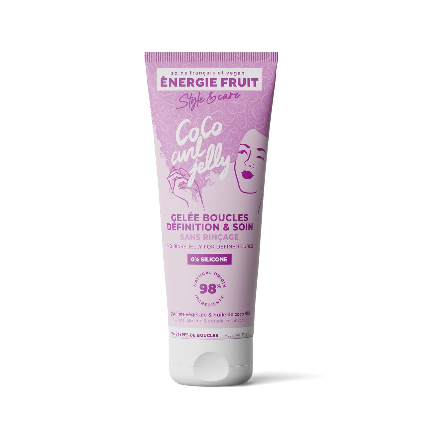 ENERGIE FRUIT Coco Curl - Gelée Coiffante Sans Rinçage Hydratation Définition Boucles - Anti-​Frisottis - Sans Effet Carton - Cheveux ondulés, bouclés, frisés - Huile de coco Bio - 98% Naturel - 200ML