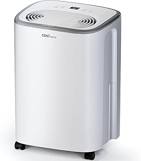 Cosi Home Deshumidificador 12L/día con Sensor de Humedad, Pantalla Digital, Temporizador de 24H, Tanque de Agua de 2.5L y Tubo para Drenaje. 3 Modos y 2 Velocidades. Seca Ropa y Elimina Humedad