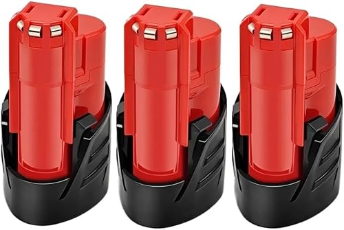 12V Power Tool Battery Replacement Compatible with Milwaukee M12 48-11-2420 48-11-2401 2415-20 Cordless Drill Ratchet Parts(3PCS 1.5AH)