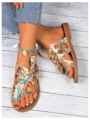 Image of GORGLITTER Women's Dressy Flat Sandals Trendy 2026 Vacation Beach Open Toe Thong Sandals Summer Slides | Trendy 2026, Vacation Beach, Open Toe Thong, Cute Summer Slides, Colorful Dressy Sandals,Party Sandals