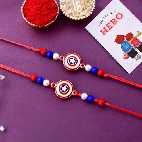 Ascension Set of 2 Captain America Kids Cartoon Rakhi Combo for Girls Boys Raksha Bandhan Rakhi Set Kids Rakhi Childrens Rakhi with You are My Hero Fridge Magnet & Roli Tilak (B0DB2C8L9Z) Amazon Price History, Amazon Price Tracker