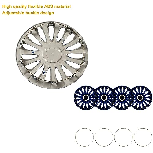 Image of Blue Hubcap Wheel Cover Replacement Kit 14 inch Hub Caps Wheel Rim Cover Car Exterior Accessories Pack of 4, 14 Inches