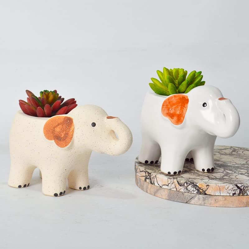 Miniatura 4 de Macetas de cerámica para suculentas, bonita maceta de elefante, macetas modernas para todas las plantas de casa, suculentas, flores, cactus, para