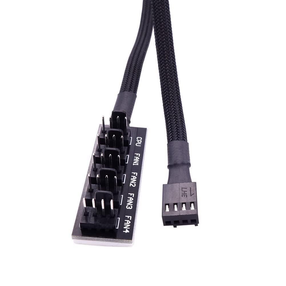 4szt. Koncentrator Wentylatora PWM, Chłodzenie Procesora Komputera PC 4 PIN/3PIN Wentylator Kabel Zasilający Hub Rozdzielacz Adapter z Rękawem PWM Case Splitter Wentylatora Trwała Wysoka Jak