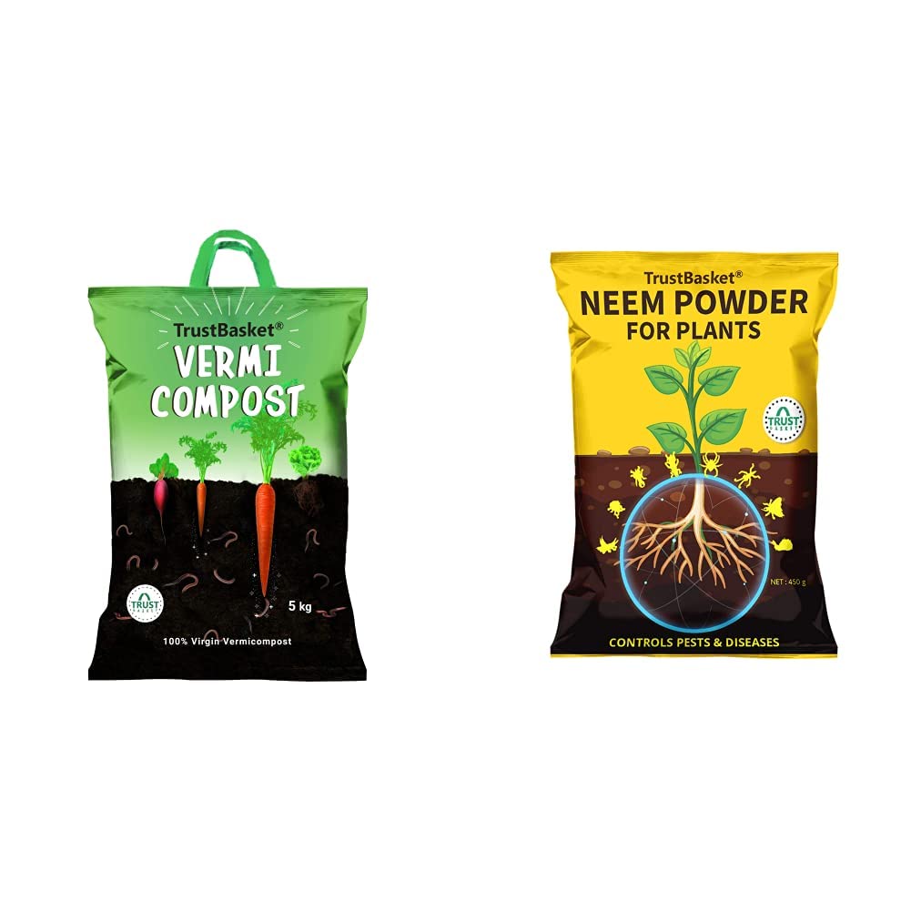 TrustBasket Organic Vermicompost Fertilizer Manure for Plants - 5 KG & Neem Cake Powder Organic Fertilizer and Pest Repellent for Plants (450 GMS) Combo (B086RFFBG3) Amazon Price History, Amazon Price Tracker