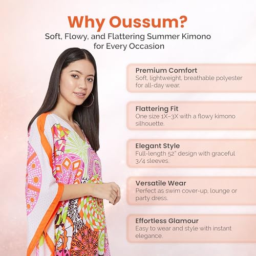 Image of Oussum Women Long Maxi Plus Size Polyester Kaftan Gown, Womens Kaftan Dresses Lounge Resort Wear, Plus Size Kaftan