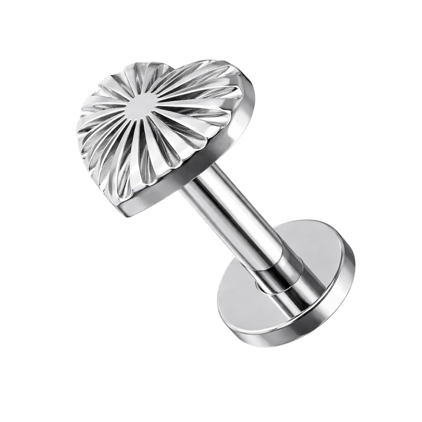G23 Titanium Stripe Heart Threadless Labret, 16G, 6mm, Flat Back, for Tragus, Helix and Cartilage-image-30