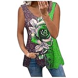 MGUOTP Hemden for Female Lauschig Damenmode Blusen Soft Rmellos V Ausschnitt Oberteil Women Polyester Park Frühling Blasensaum Bedruckte