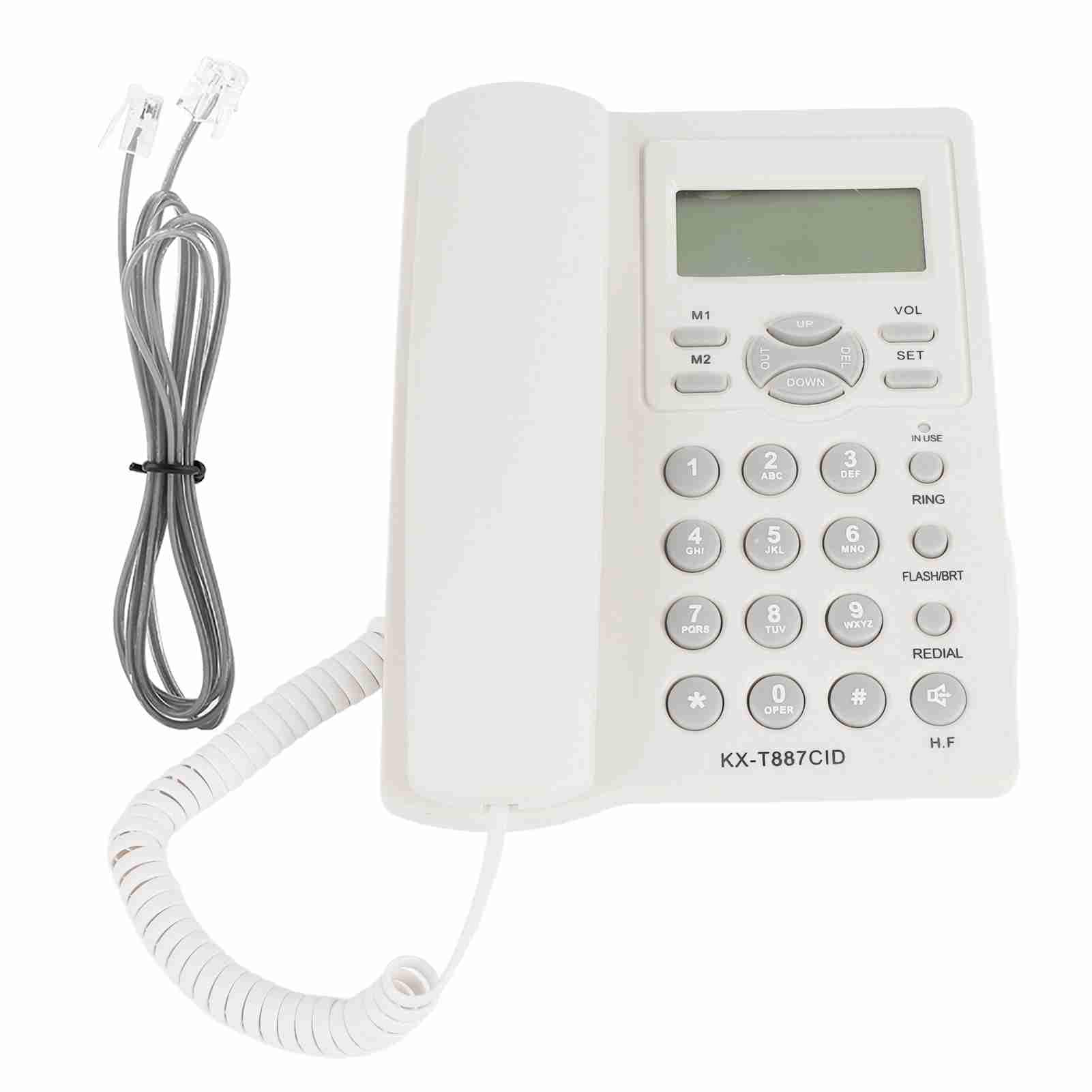 Telefono a Cavo con Segreteria Telefonica, Telefono Audio con Listener di Altoparlanti Allarme 3 Gruppi per Case per Uffici (WHITE)