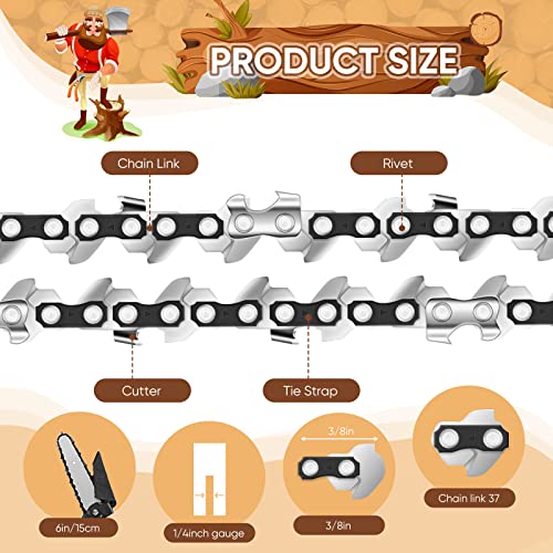 10 Pcs Mini Chainsaw Chain, 6 Inch Replacement Chains For Cordless Electric Portable Mini Chainsaw, Guide Saw Chain For All 6 Inch Mini Chainsaws For Wood Branch Cutting 37 Drive Links #TOP1