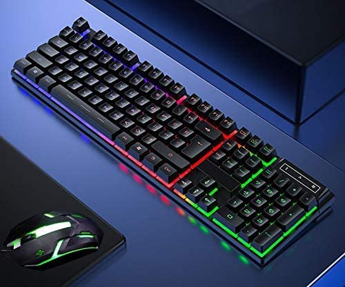 MIYAKO Wired Keyboard and Mouse Combo with Mechanical Feel, Full-Sized Silent with Ergonomic Design with Backlit Multi-Light Function, Ideal for Laptop, PC Gaming (CMK-188)