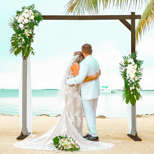 Loninak Wooden/Wood Arch 7.2FT for Wedding Ceremony, Arbor Backdrop Stand for Garden Parties, Indoor, Outdoor, Autumn Theme, Rustic Decorations