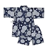 [こどもじかん] 甚平 男の子 ベビー 子供 キッズ おしゃれ 赤ちゃん 花火大会 夏祭り 七夕 子供用 夕涼み会 コットン 綿100% 日本製 生地 和柄 XYZ(和柄水玉ネイビー 80cm)